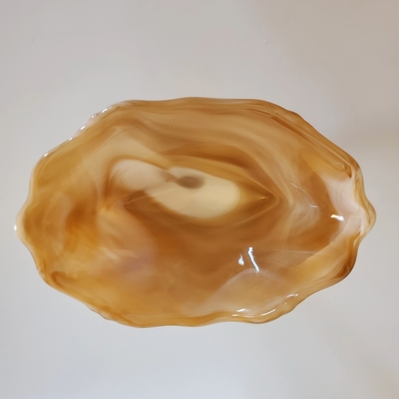 Imperial Caramel Slag Glass Footed Compote Dish Vintage MCM - Picture 5 of 14